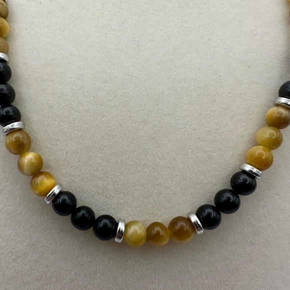 Handcrafted Bohemian Tiger Eye and Tourmaline Choker Necklace - Picture 3 of 6
